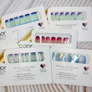Color Street Nail Polish Strips Bundle 5 Packs Glitter Ombré Theme